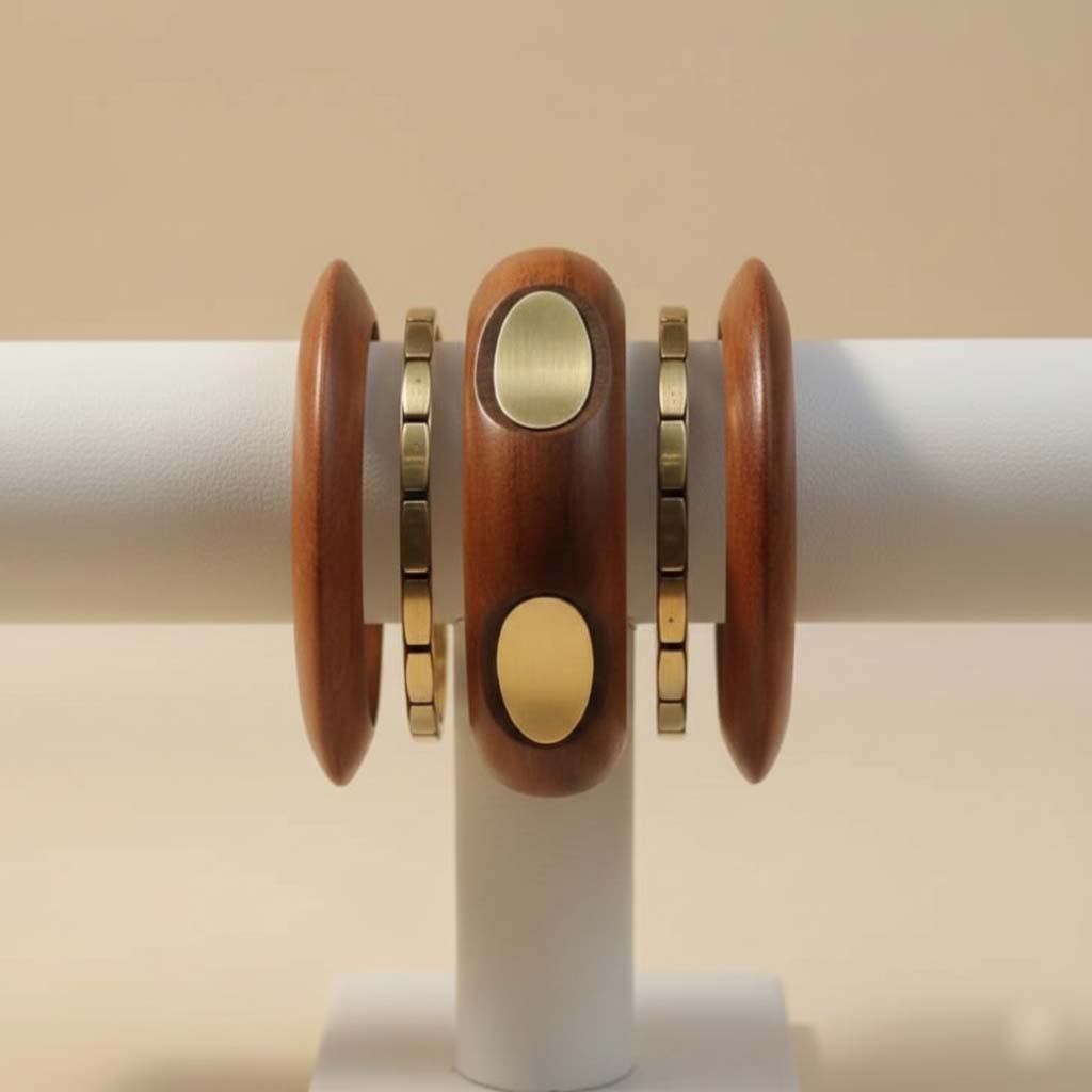 Brown Color Single Hand 1 Set Of Wooden Bangle Size: 2.6 (WNB101BRW-2.6)