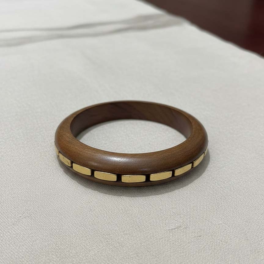 Brown Color Single Hand 1 Piece Of Wooden Bangle Size: 2.6 (WNB109BRW-2.6)
