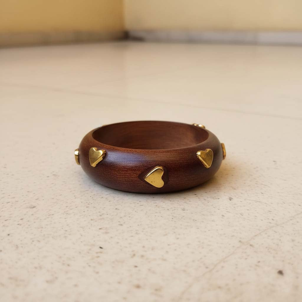 Brown Color Single Hand 1 Piece Of Wooden Bangle Size: 2.6 (WNB111BRW-2.6)