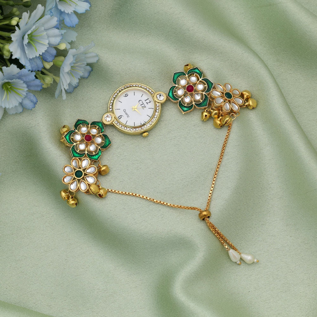 Rani & Green Color Kundan Watch Festive Wear