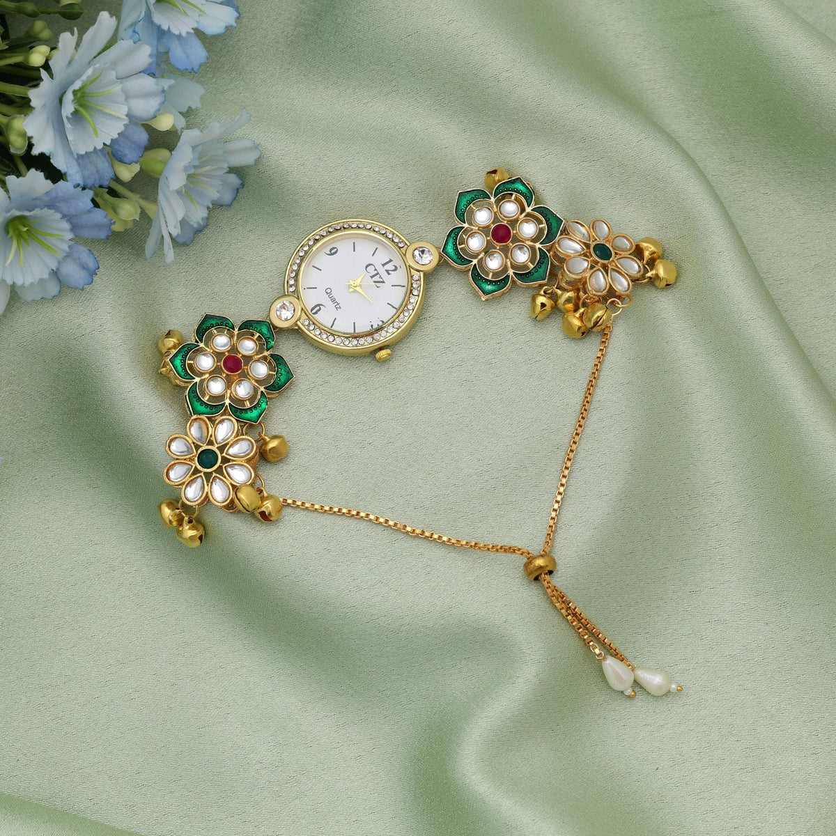 Rani & Green Color Kundan Watch Festive Wear