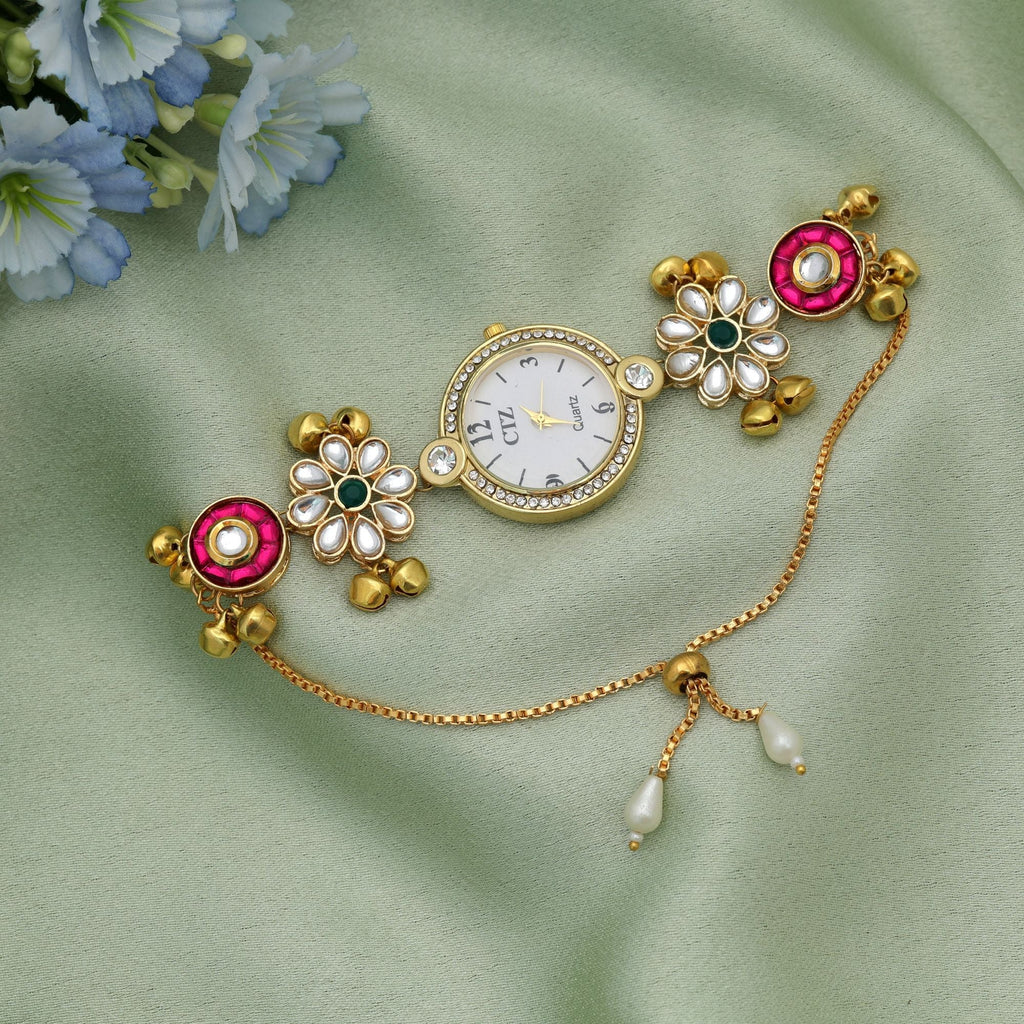 Rani & Green Color Kundan Watch Party Wear