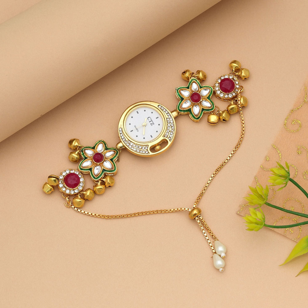 Rani & Green Color Kundan Watch Ethnic Designer