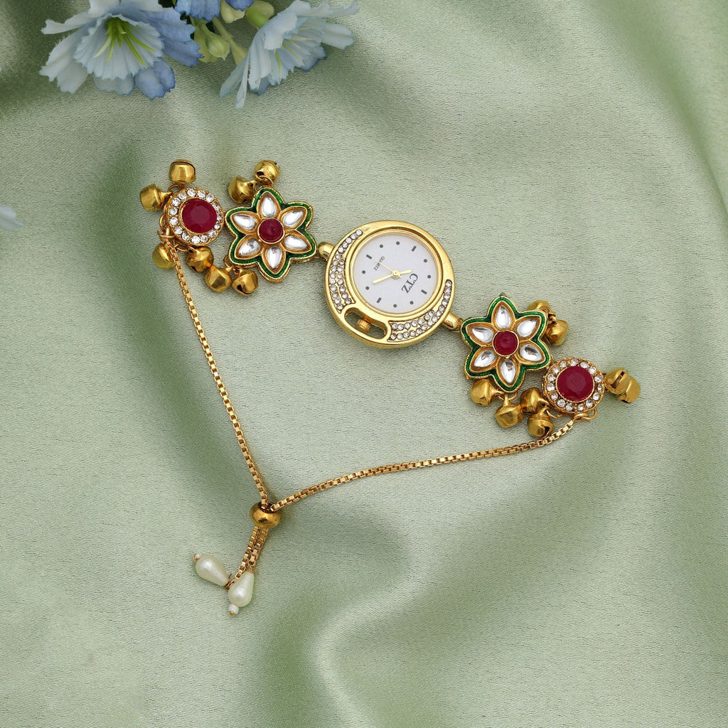 Rani & Green Color Kundan Watch Ethnic Designer