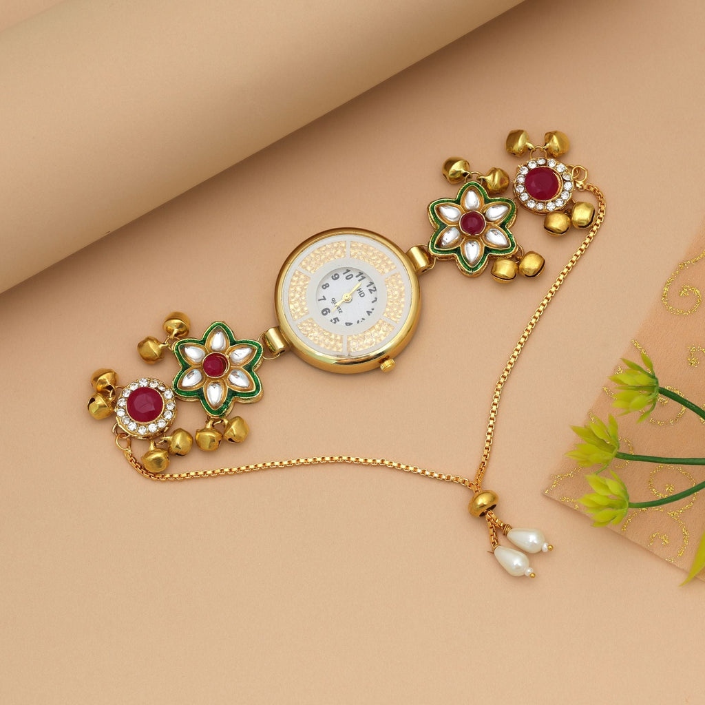Rani & Green Color Kundan Watch Premium Style