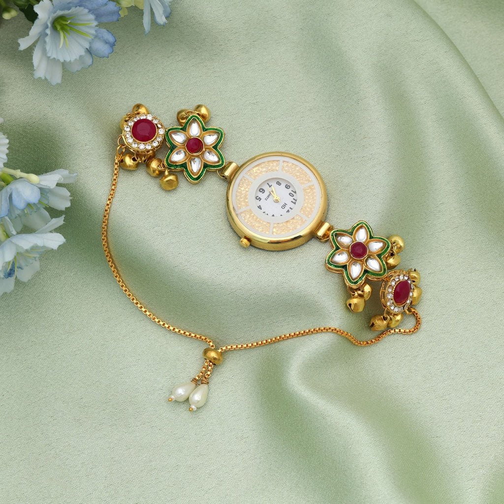 Rani & Green Color Kundan Watch Premium Style
