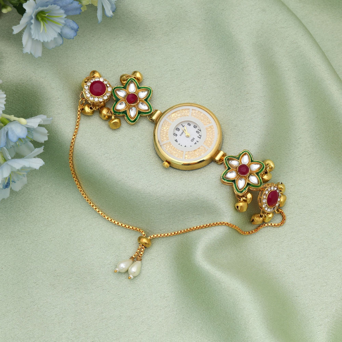Rani & Green Color Kundan Watch Premium Style