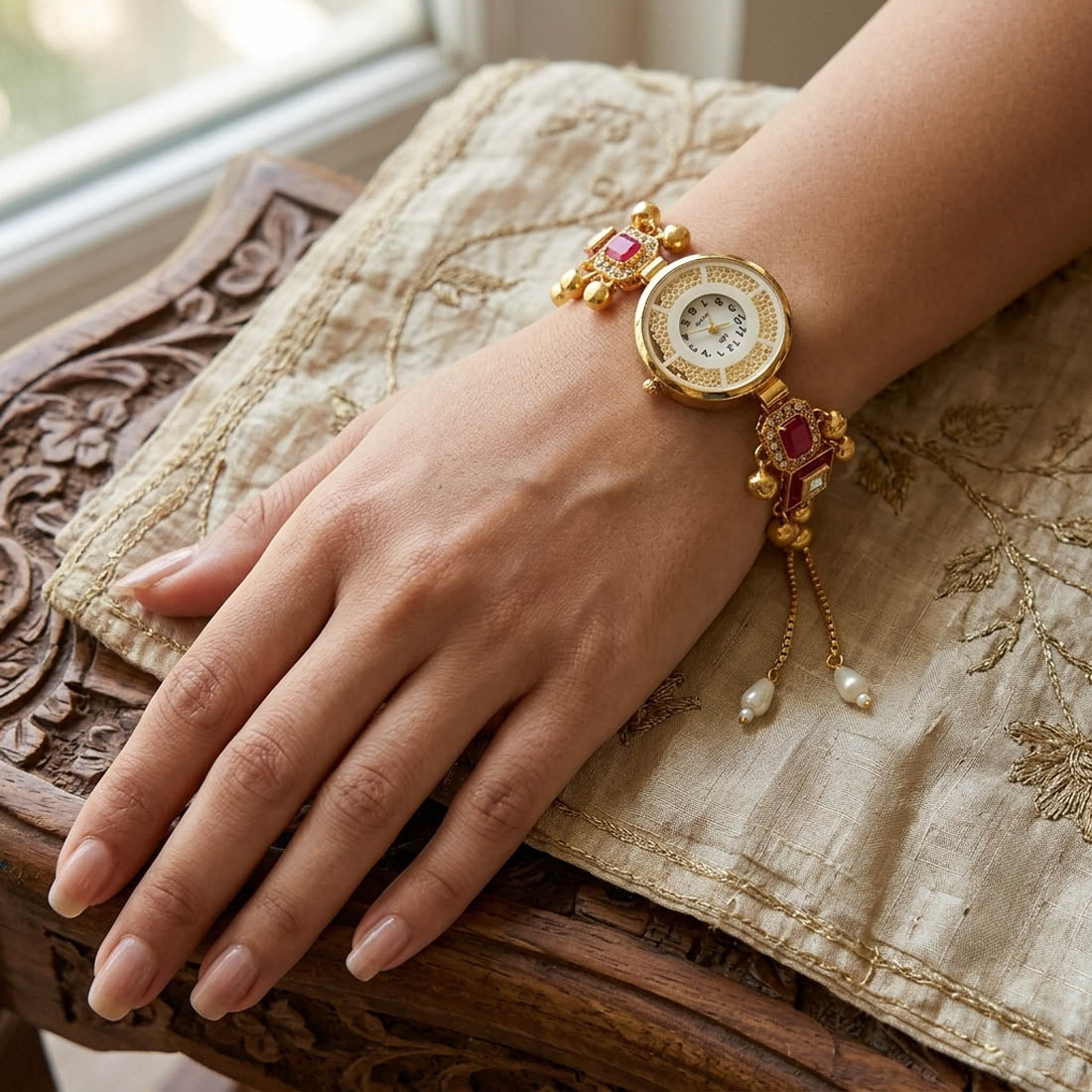 Rani Color Fancy Kundan Watch