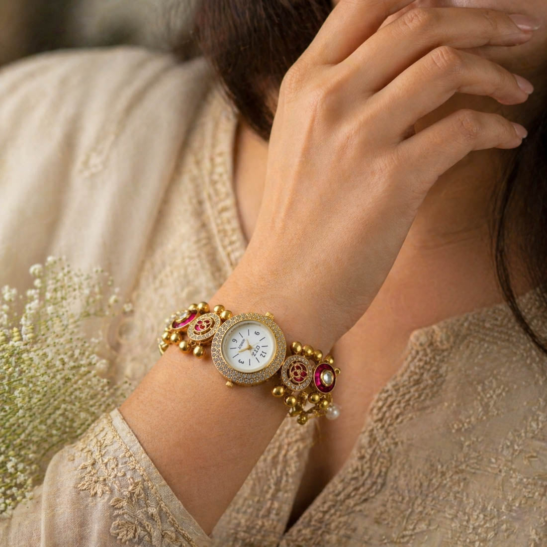 Rani Color Bracelet Kundan Watch