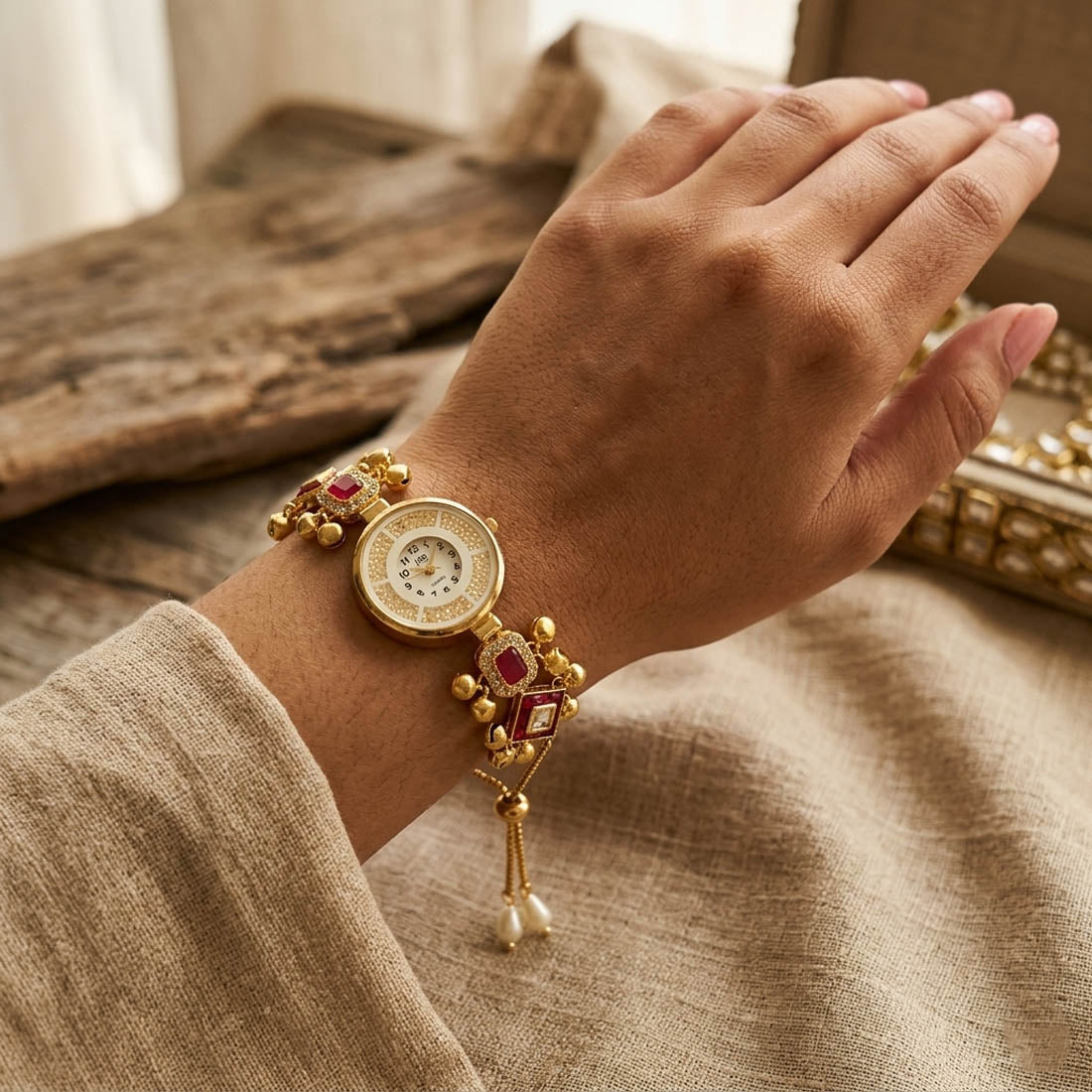 Rani Color Modern Kundan Watch