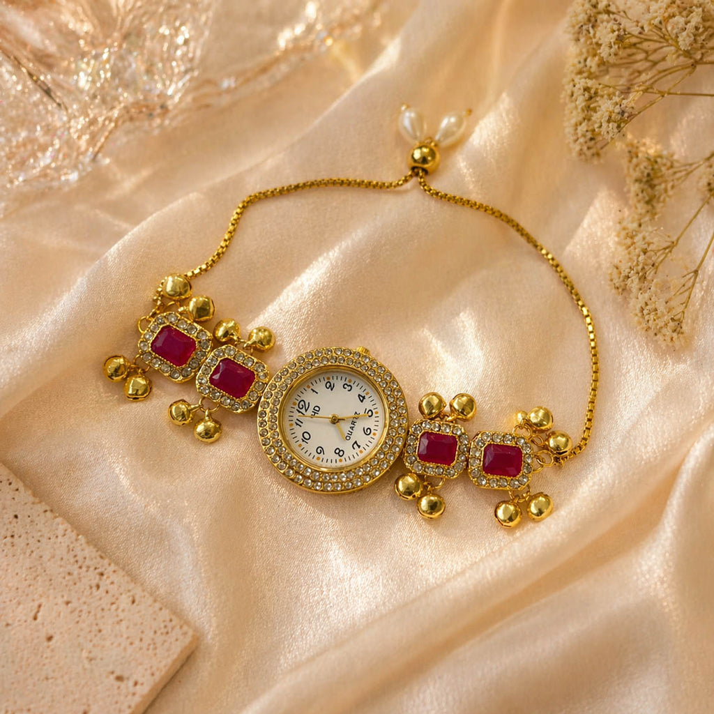 Rani Color Luxury Kundan Watch