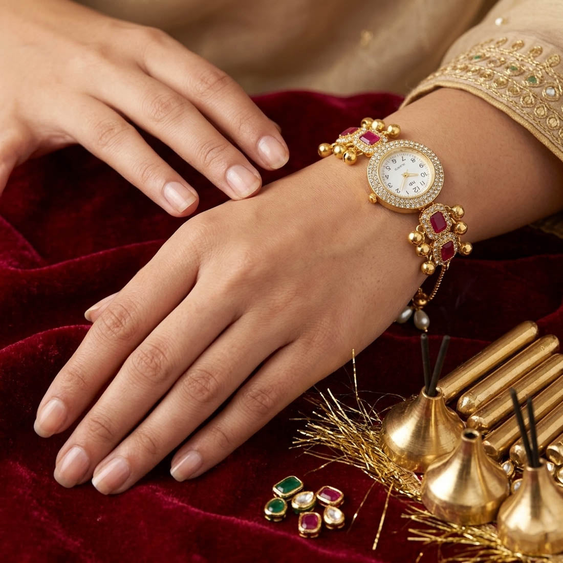 Rani Color Modern Kundan Watch