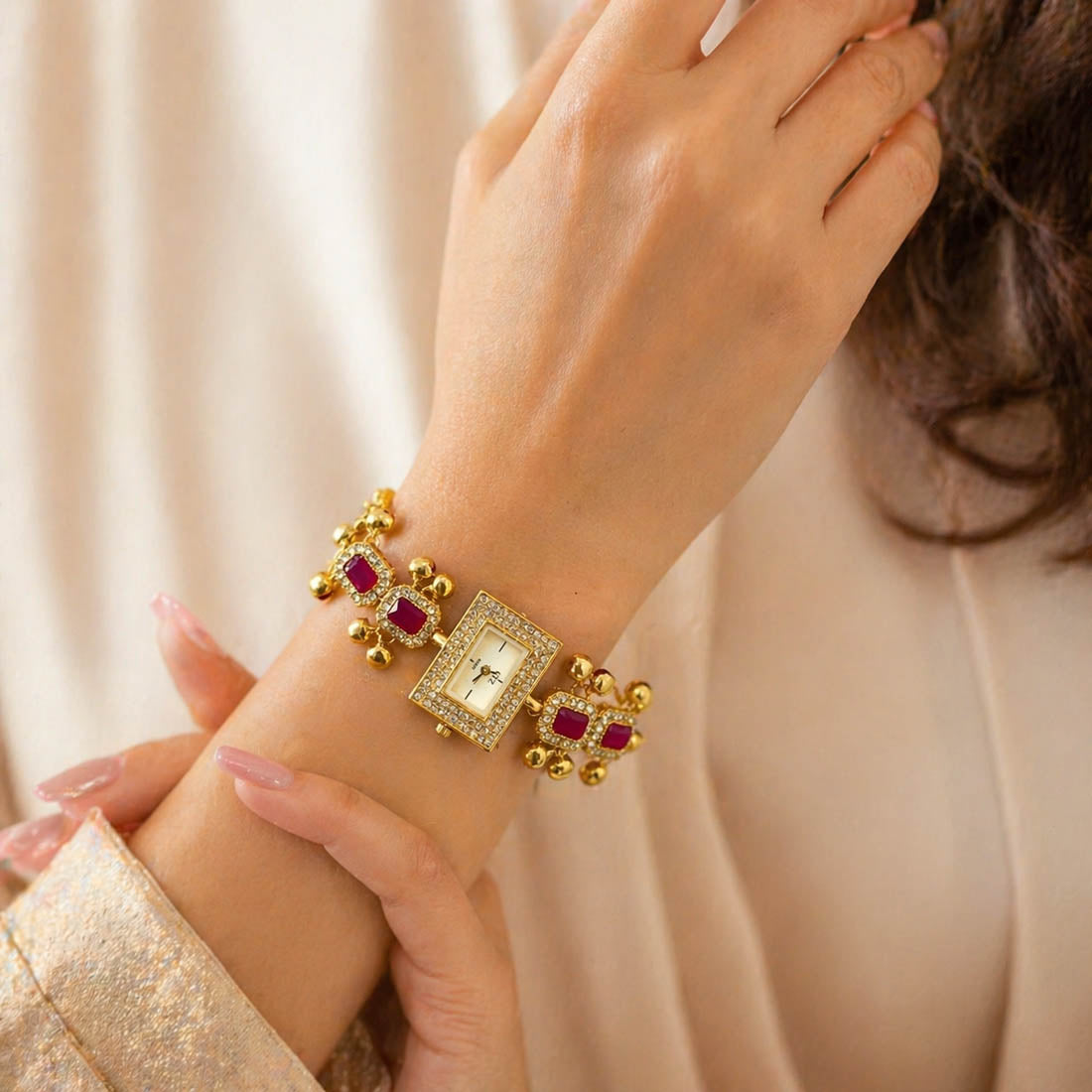 Rani Color Bracelet Kundan Watch