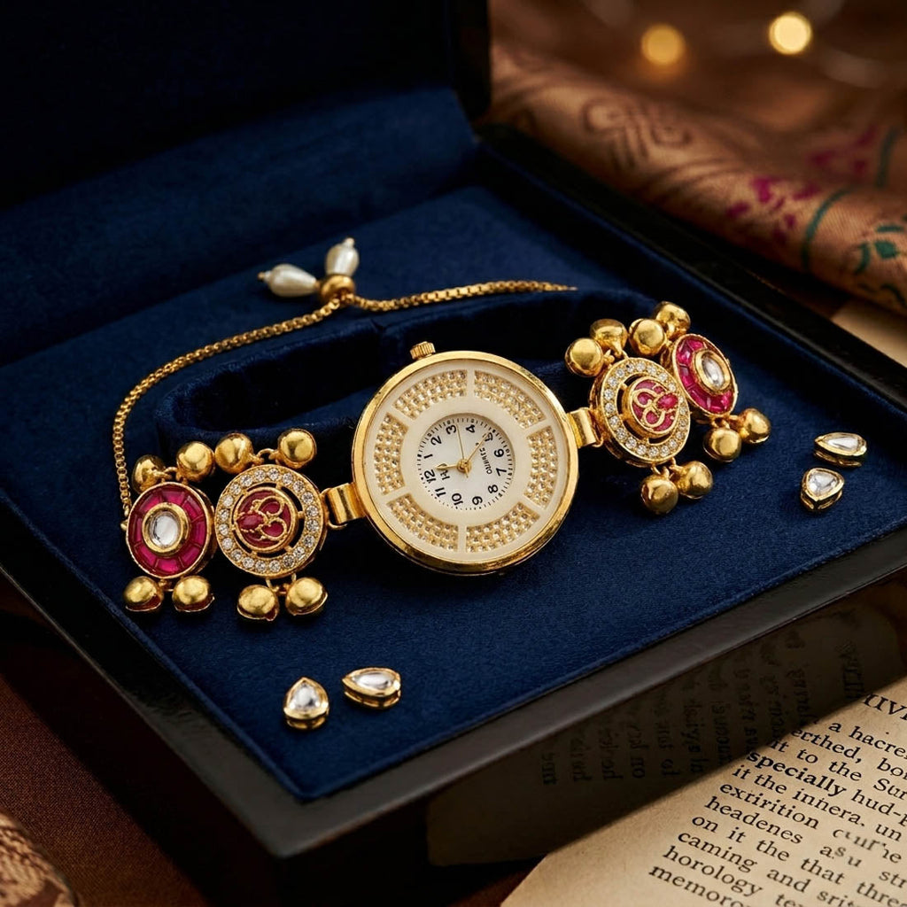 Rani Color Stone Kundan Watch