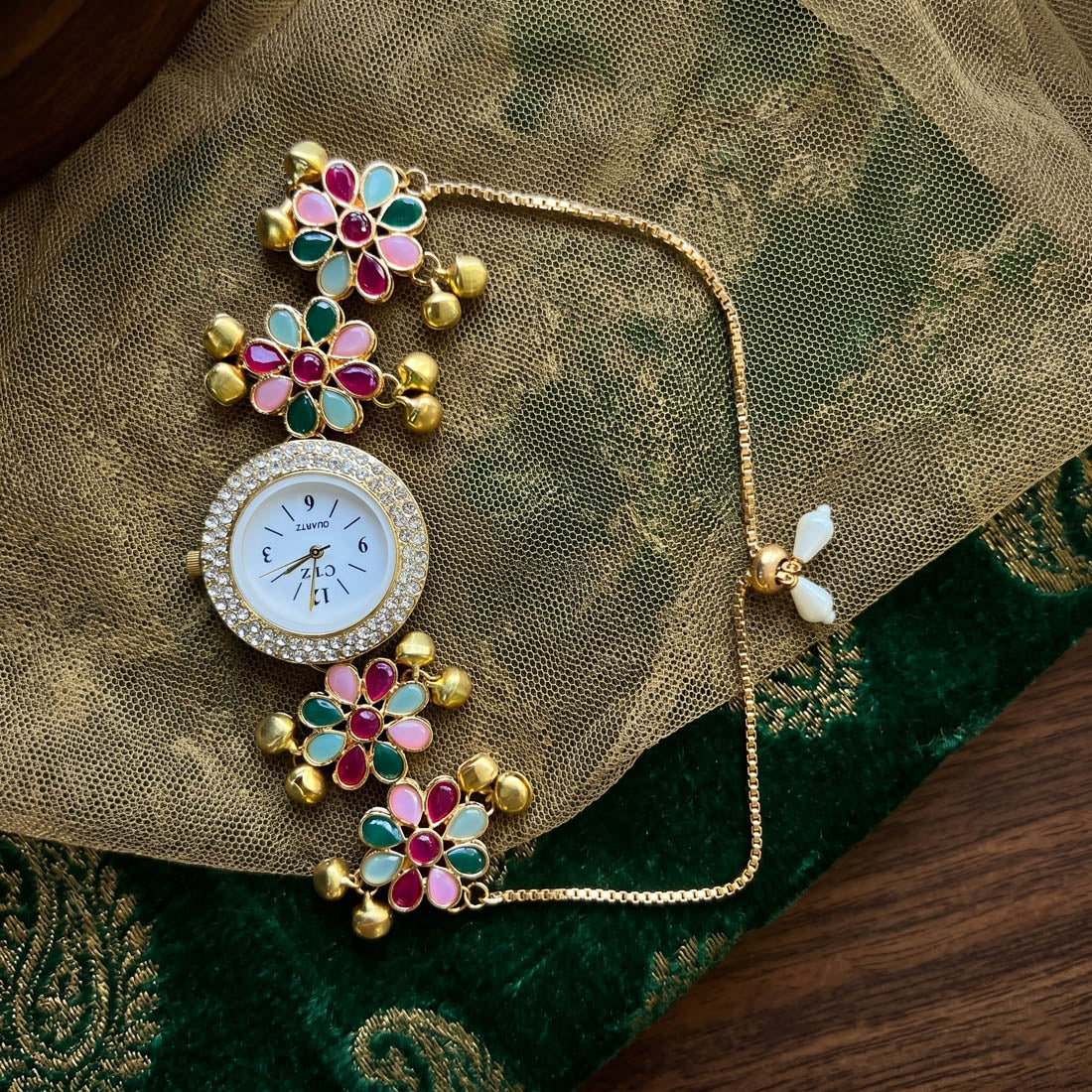 Stylish Multi Color Kundan Watch For Girls & Women