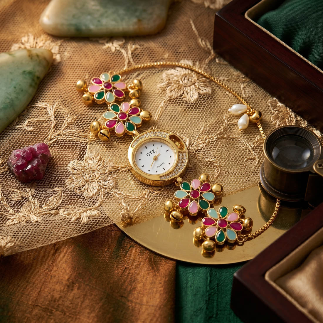 Trendy Multi Color Kundan Watch For Girls & Women