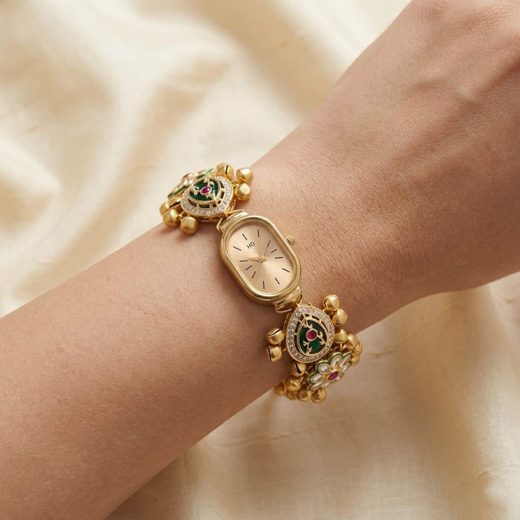Rani & Green Kundan Watch for Girls & Women
