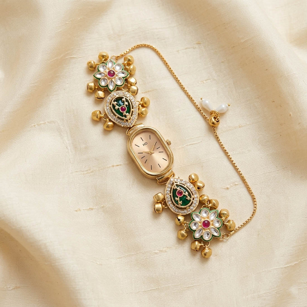 Rani & Green Kundan Watch for Girls & Women
