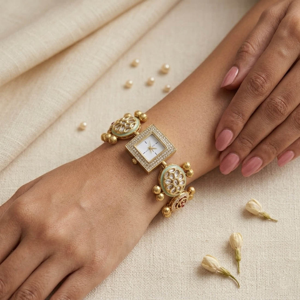 Pista Green & Rani Kundan Watch Wedding Style