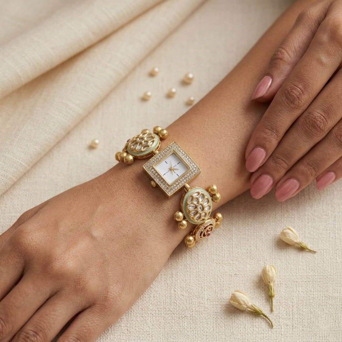 Pista Green & Rani Kundan Watch Wedding Style