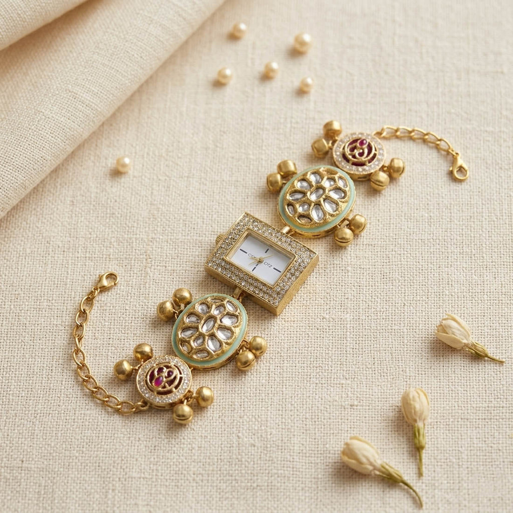 Pista Green & Rani Kundan Watch Wedding Style
