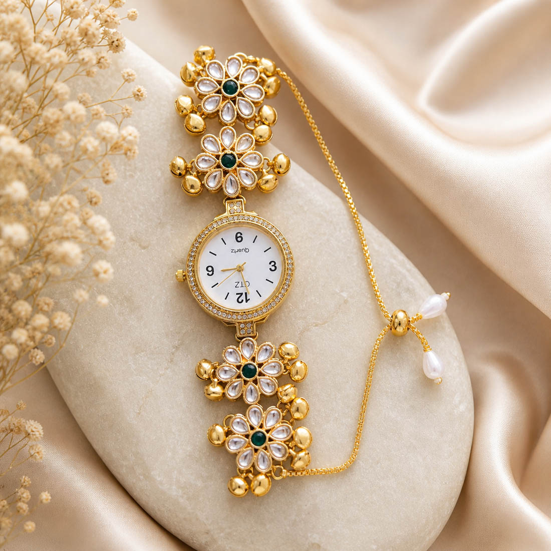 Green Kundan Watch for Girls & Women Traditional
