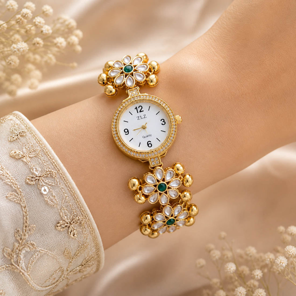 Green Kundan Watch for Girls & Women Traditional