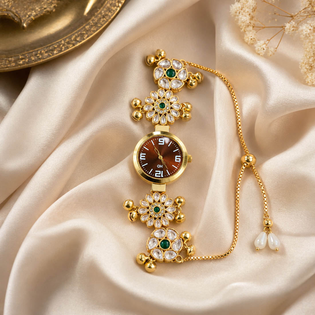 Green Kundan Watch for Girls & Women Daily Wear