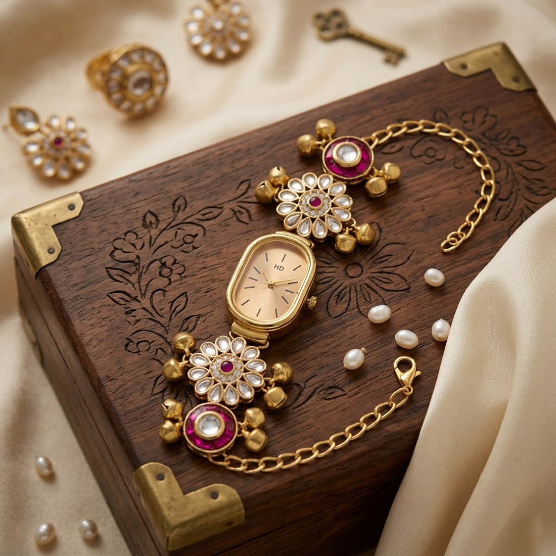 Rani Kundan Watch for Girls & Women Festive Wear