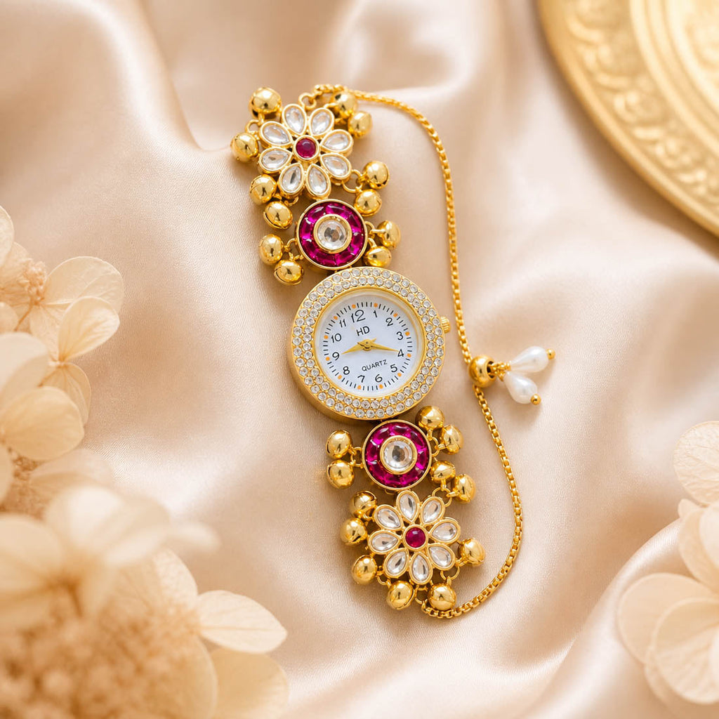 Rani Kundan Watch for Girls & Women Party Style