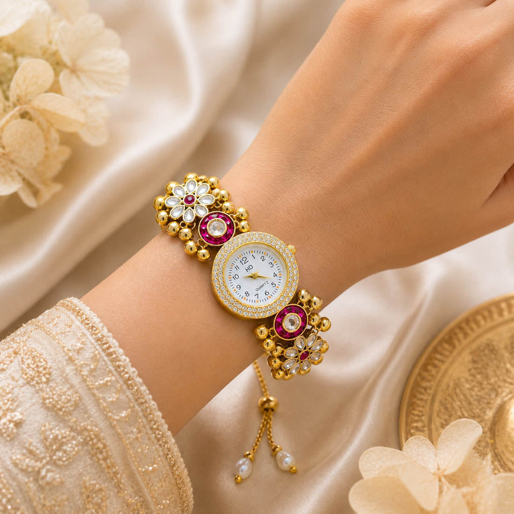 Rani Kundan Watch for Girls & Women Party Style