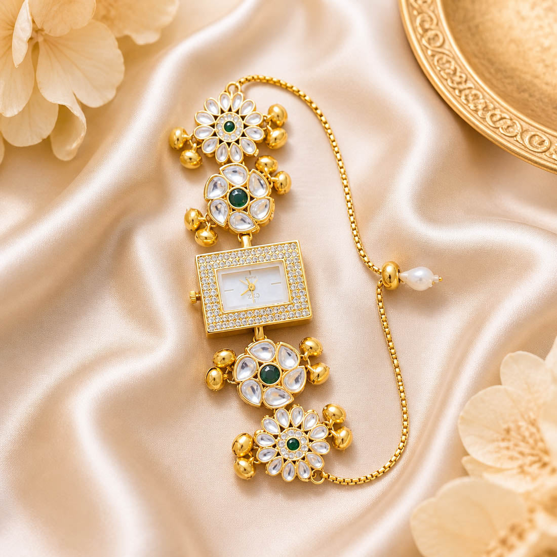 Green Kundan Watch for Girls & Women Daily Style