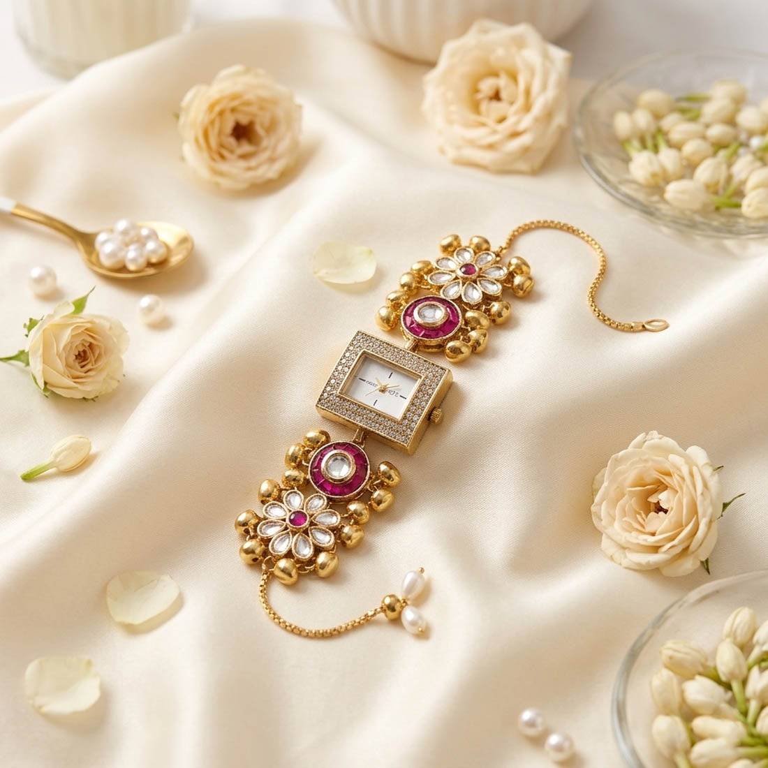 Rani Color Kundan Watch For Girls & Women Party Wear