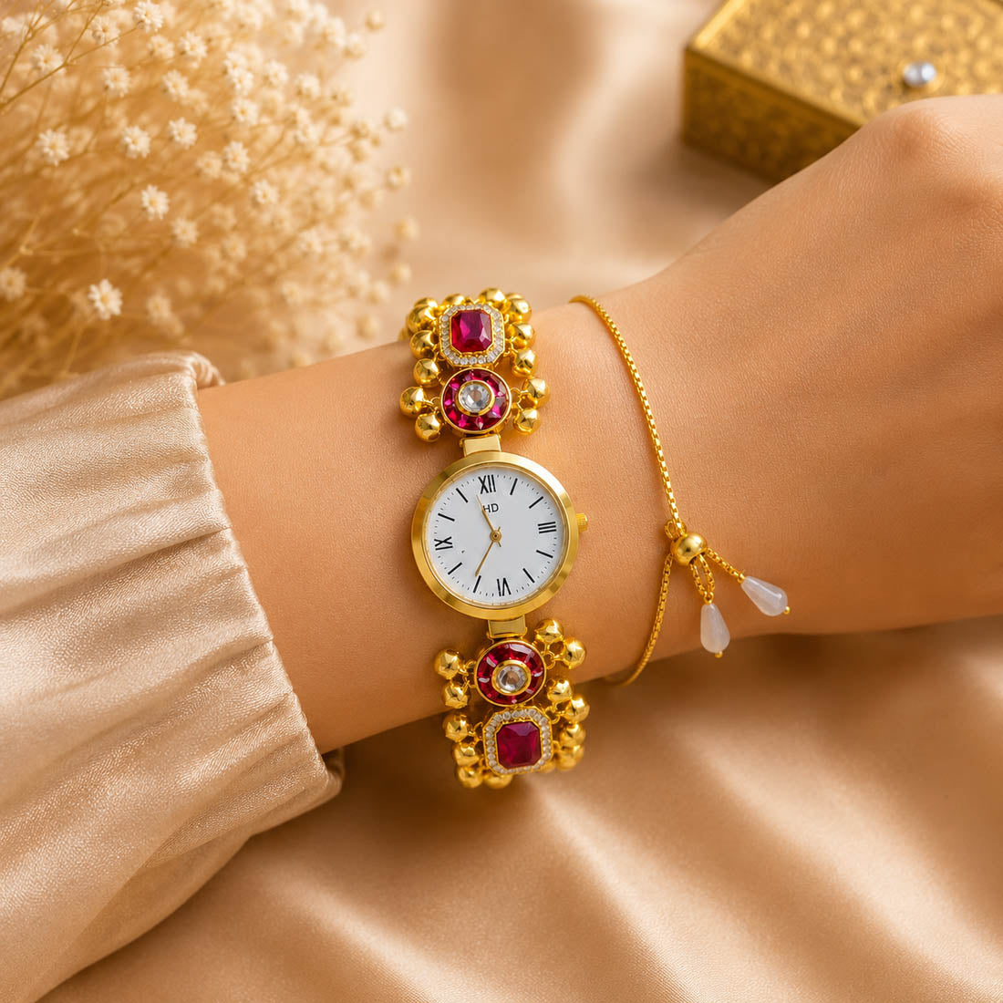 Rani Color Kundan Watch For Girls & Women Ethnic Collection