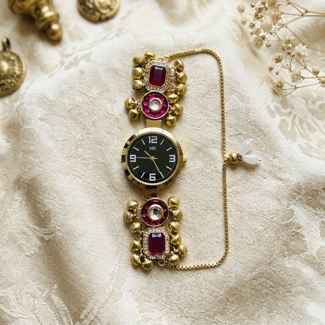 Rani Color Kundan Watch For Girls & Women Ethnic Design