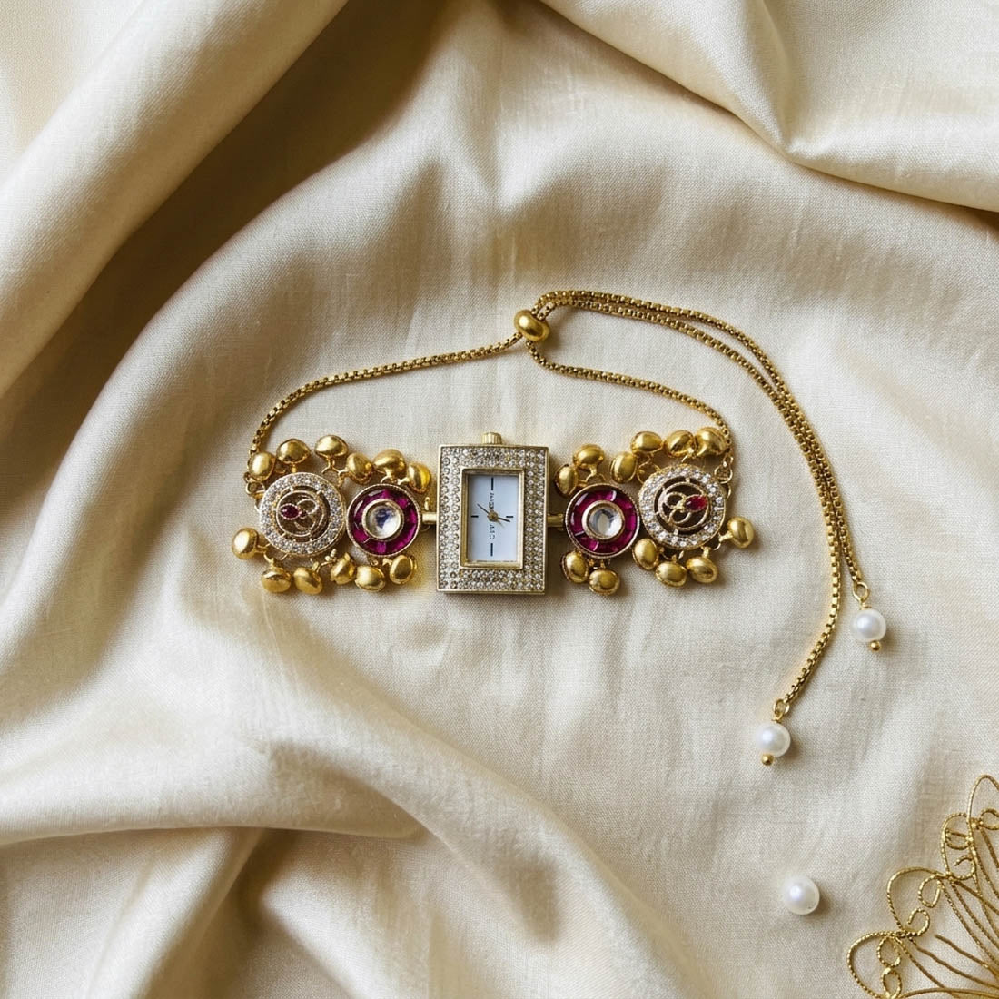 Rani Color Kundan Watch For Girls & Women Jewelry Design