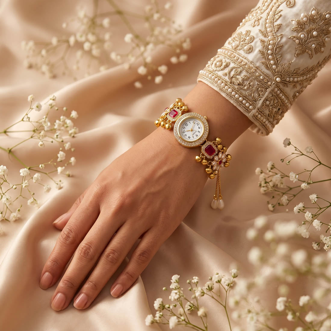 Rani Color Kundan Watch For Girls & Women Jewelry Collection