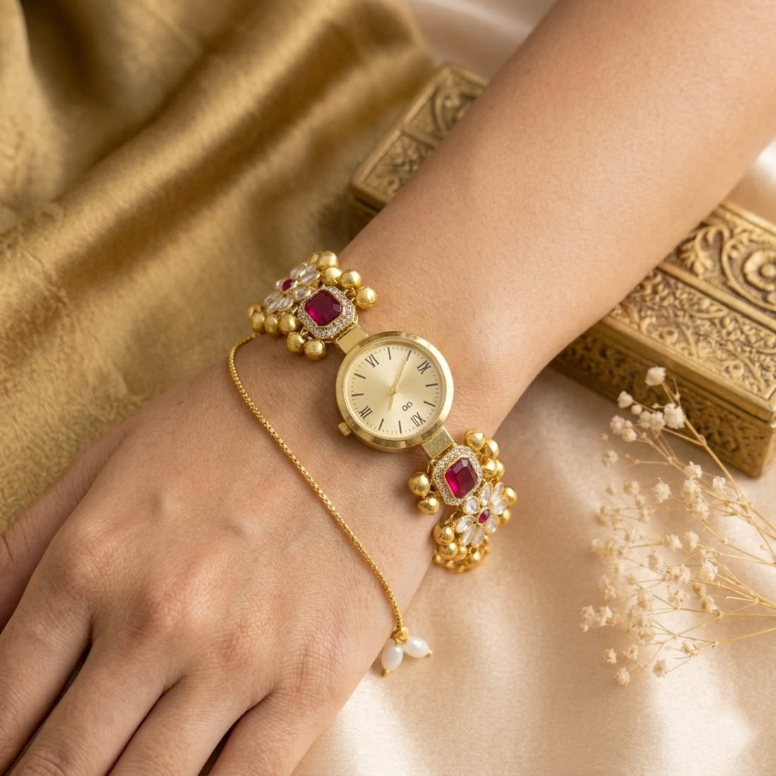 Rani Color Kundan Watch For Girls & Women Traditional Look