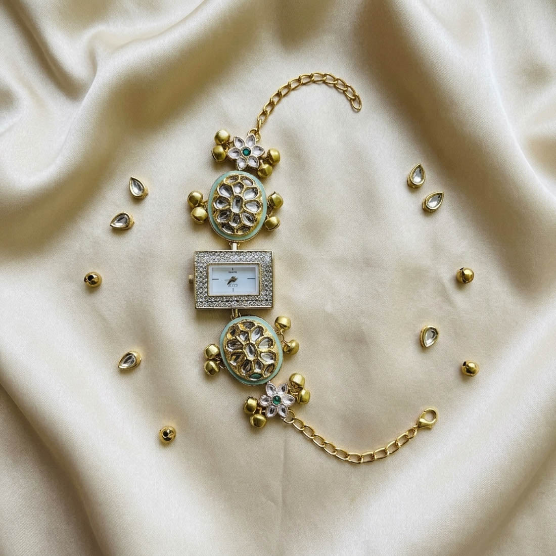 Pista Green Color Kundan Watch For Girls & Women Collection