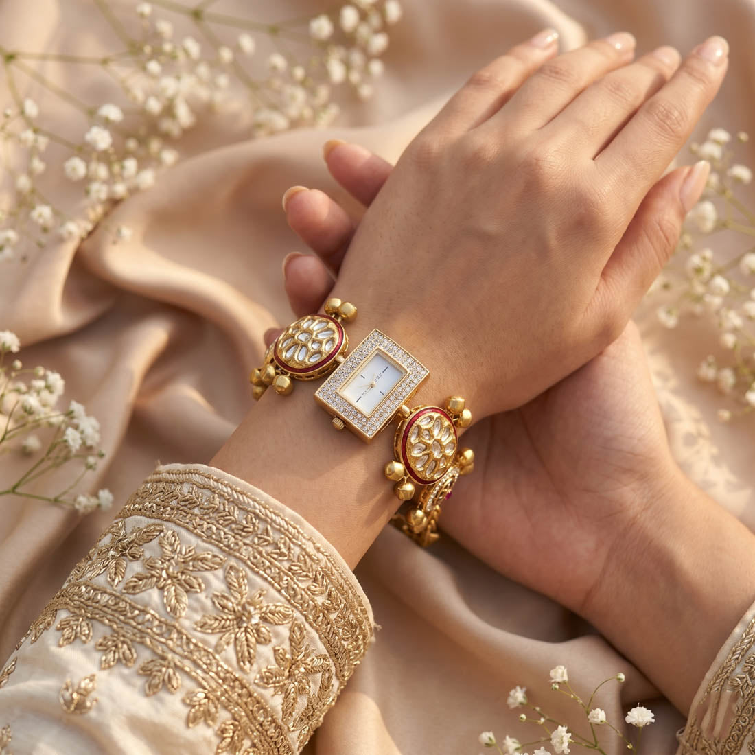 Rani Color Kundan Watch For Girls & Women Traditional Look
