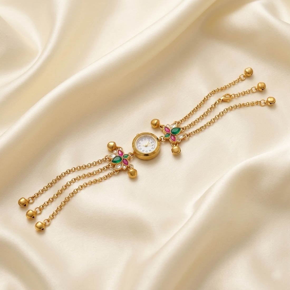 Royal Rani & Green Color Kundan Watch For Girls & Women Ethnic Jewelry Style