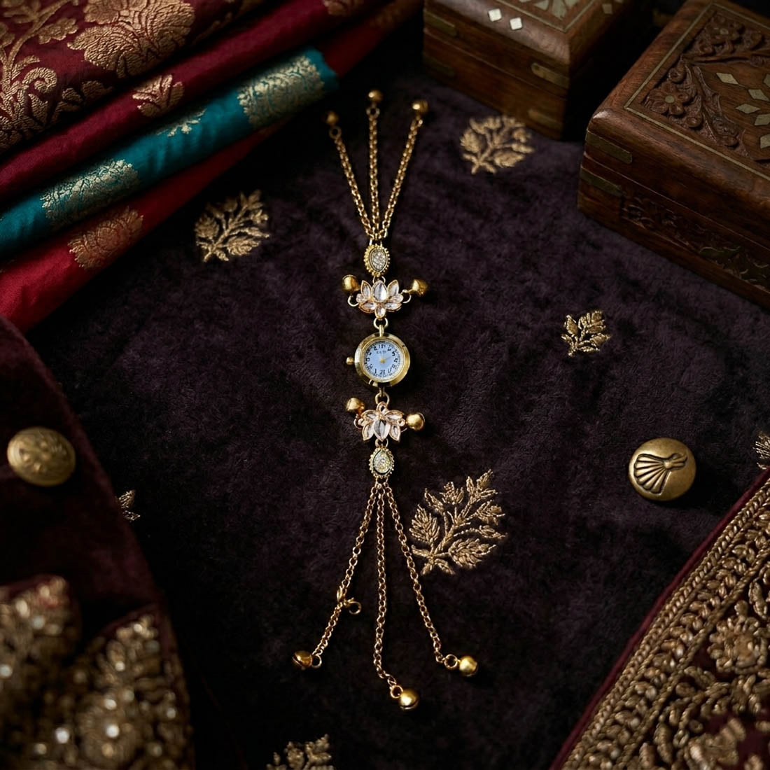 Elegant White Color Kundan Watch For Girls & Women Traditional Party Collection