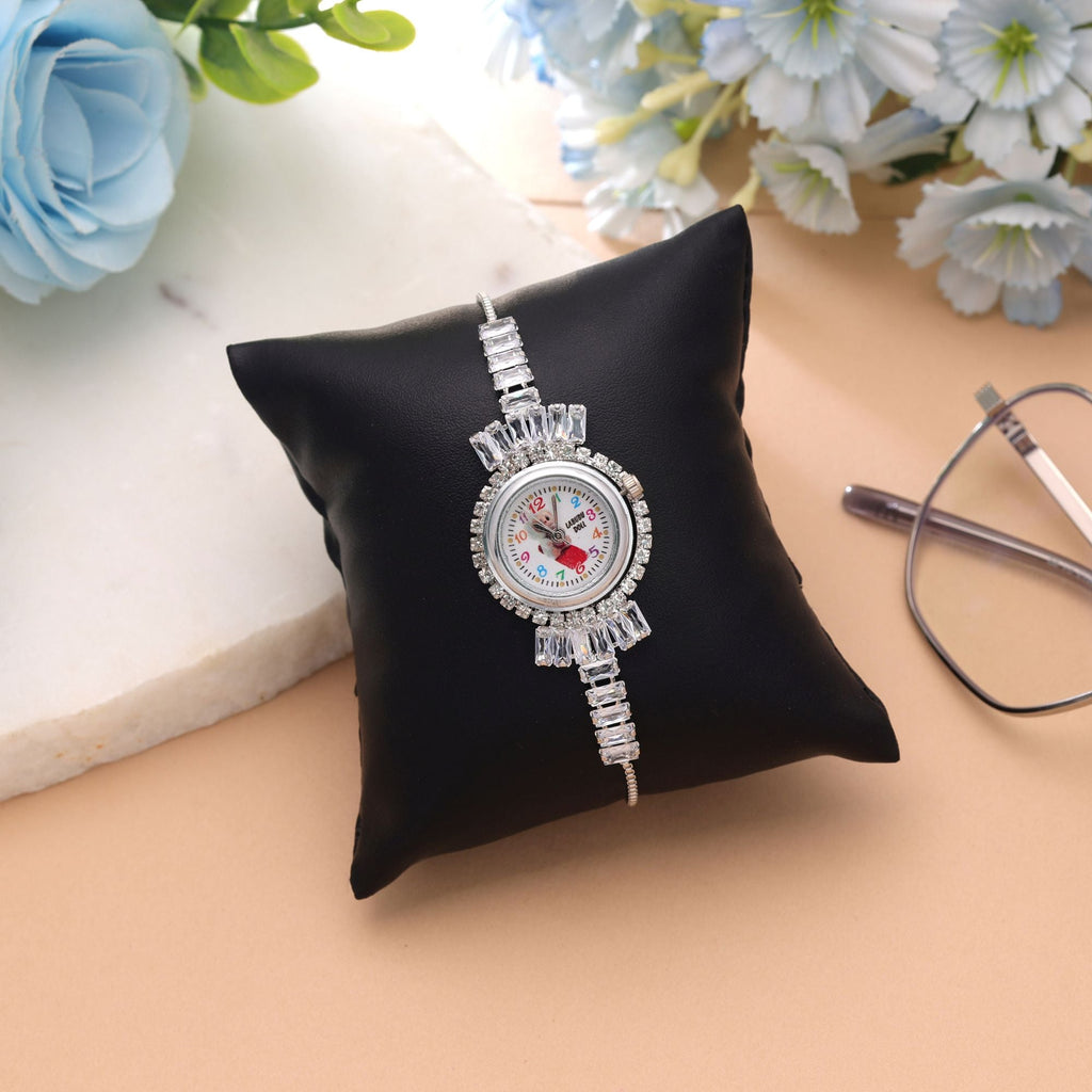 Silver Plated Watch For Girls & Women with Stylish Design