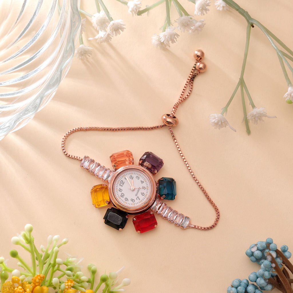 Rose Gold Plated Watch For Girls & Women with Designer Dial