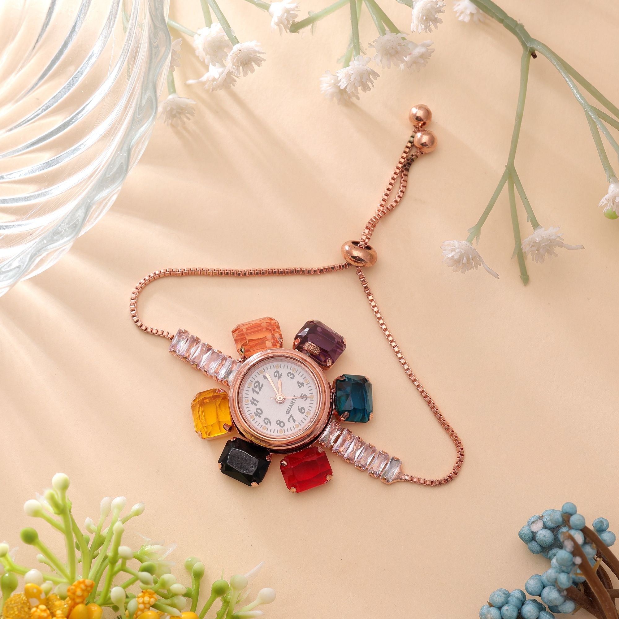 Rose Gold Plated Watch For Girls & Women with Designer Dial