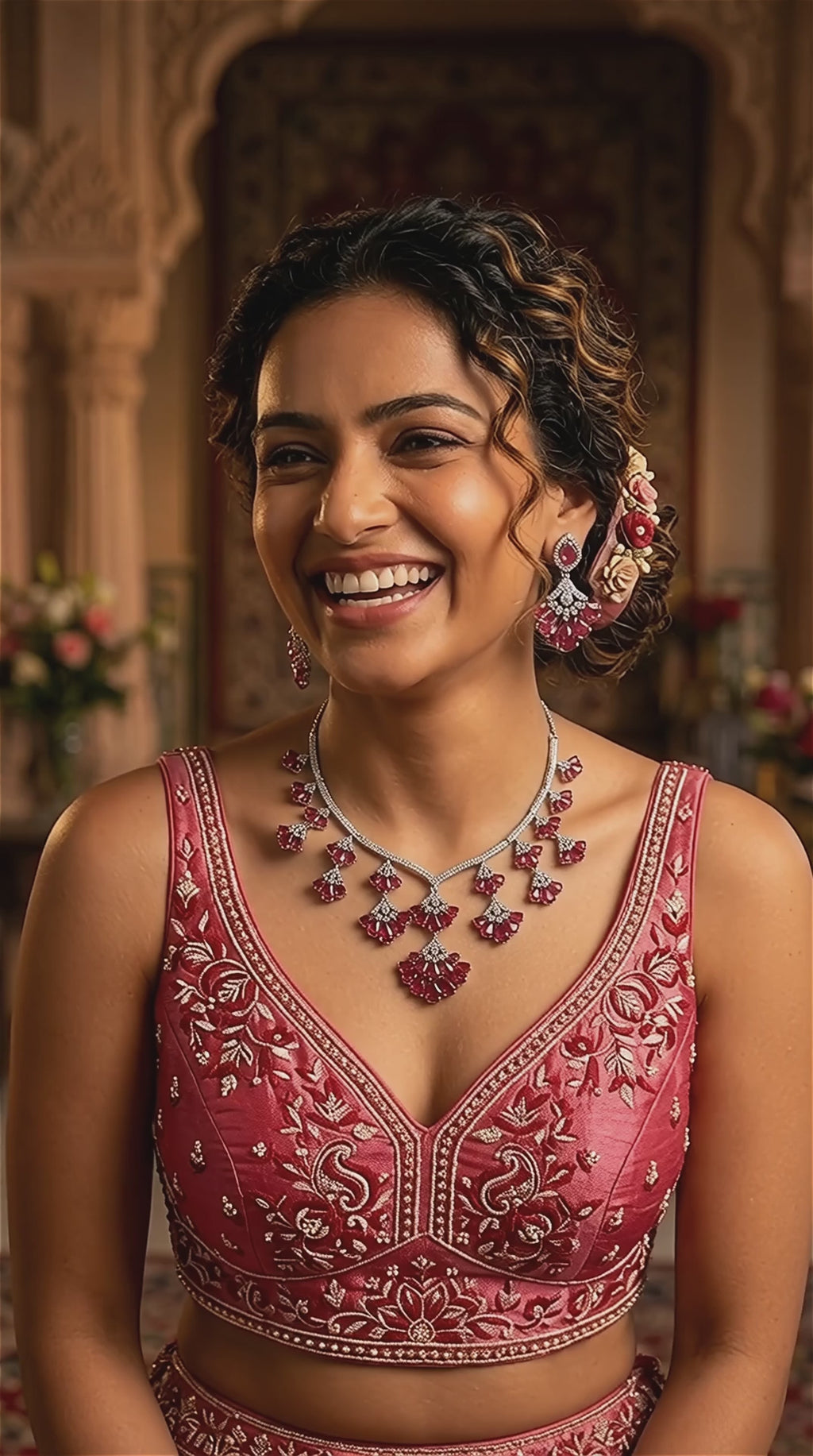 Rani Color American Diamond Necklace Set Royal Ethnic Bridal Statement Jewelry Collection