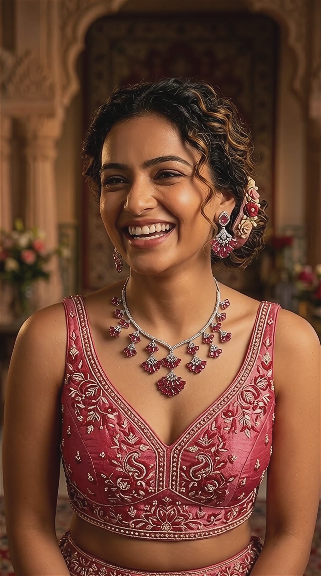 Rani Color American Diamond Necklace Set Royal Ethnic Bridal Statement Jewelry Collection